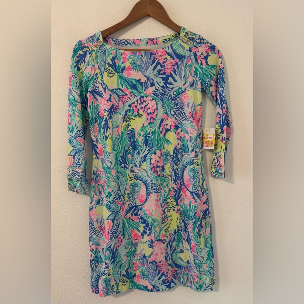 Lilly Pulitzer UPF+ 50 Sophie Dress Mermaids Cove Resort Boat Neck NWT XXS